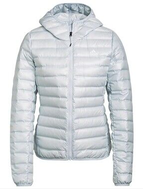 Adidas Women's Light Blue Hooded Varilite Down Jacket